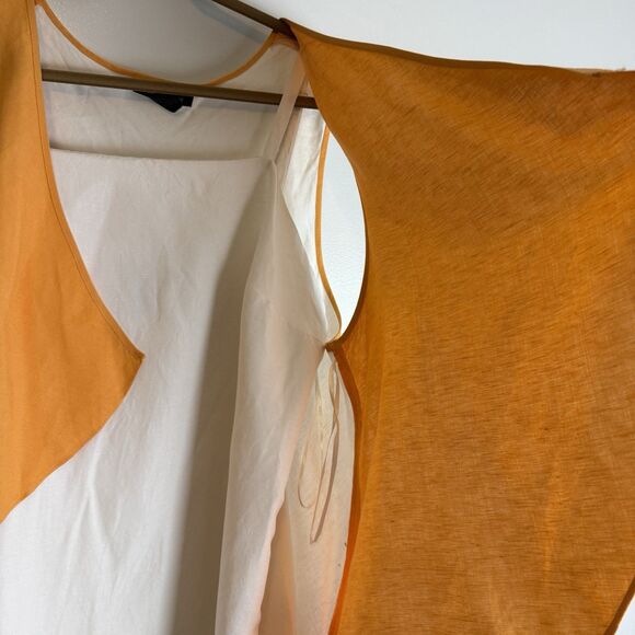 Ashley Stewart 2 Piece Linen Blend Dress White And Orange Womens Size 22 - Picture 2 of 13